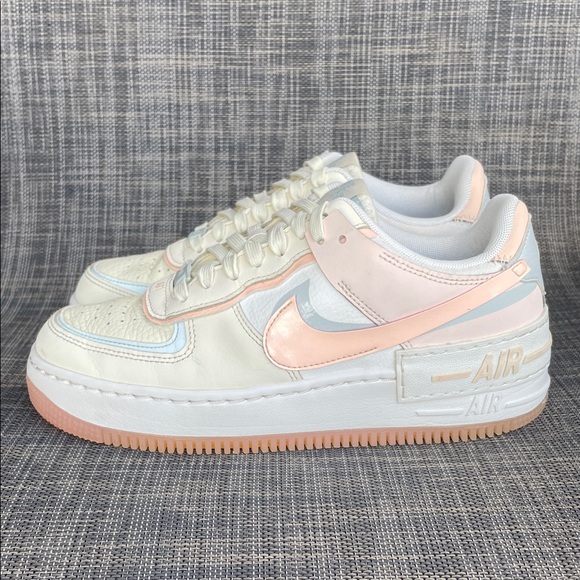Nike Women's Air Force 1 Shadow 'Coconut Milk Crimson Tint' Lift Sneakers sz 8 - Picture 6 of 12